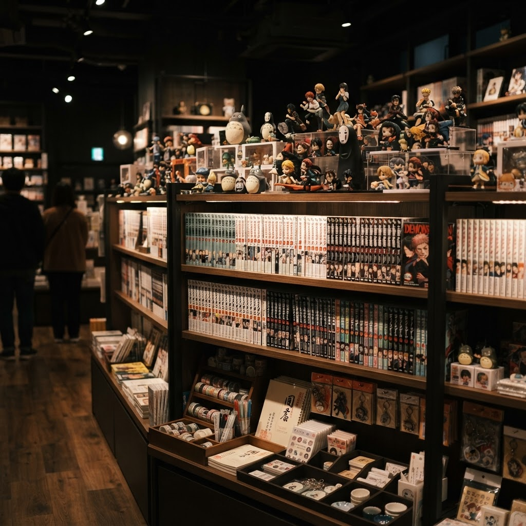 Rayons du concept store : mangas, figurines et goodies